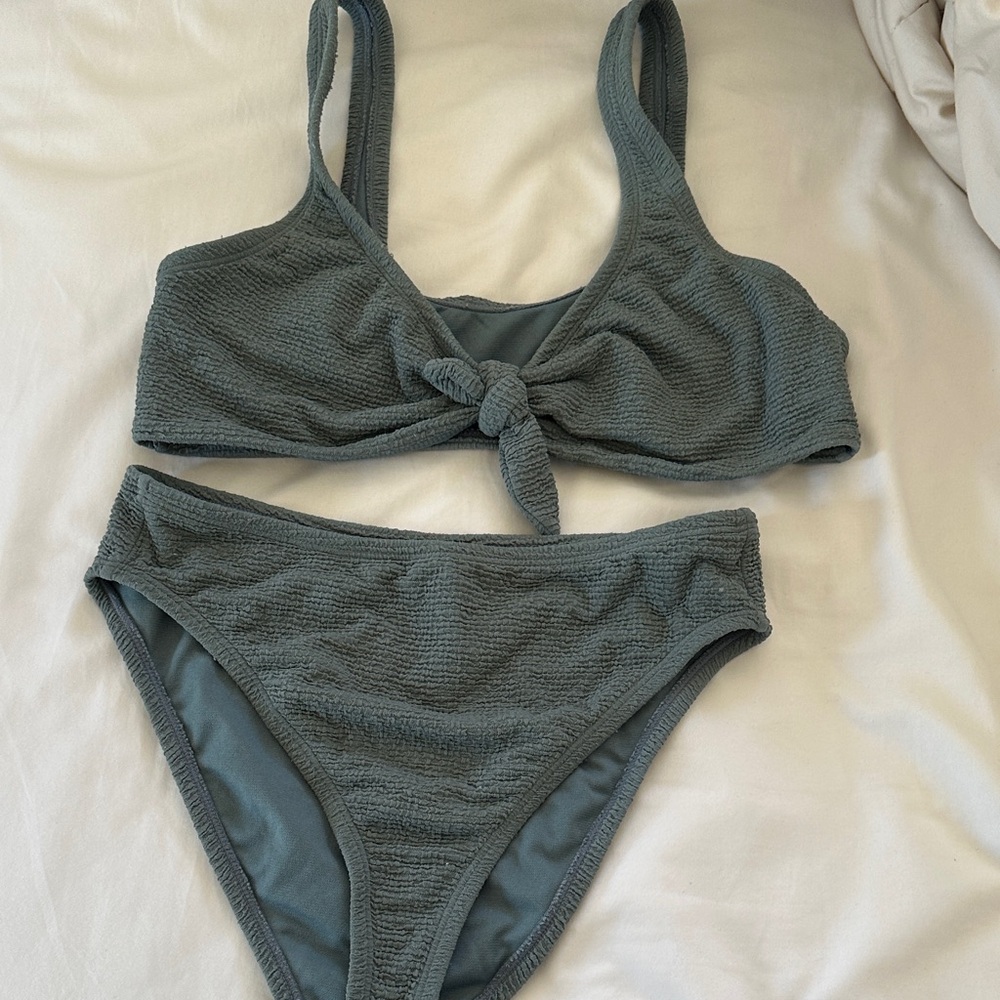 Lulu's Textured Teal Bikini Set
